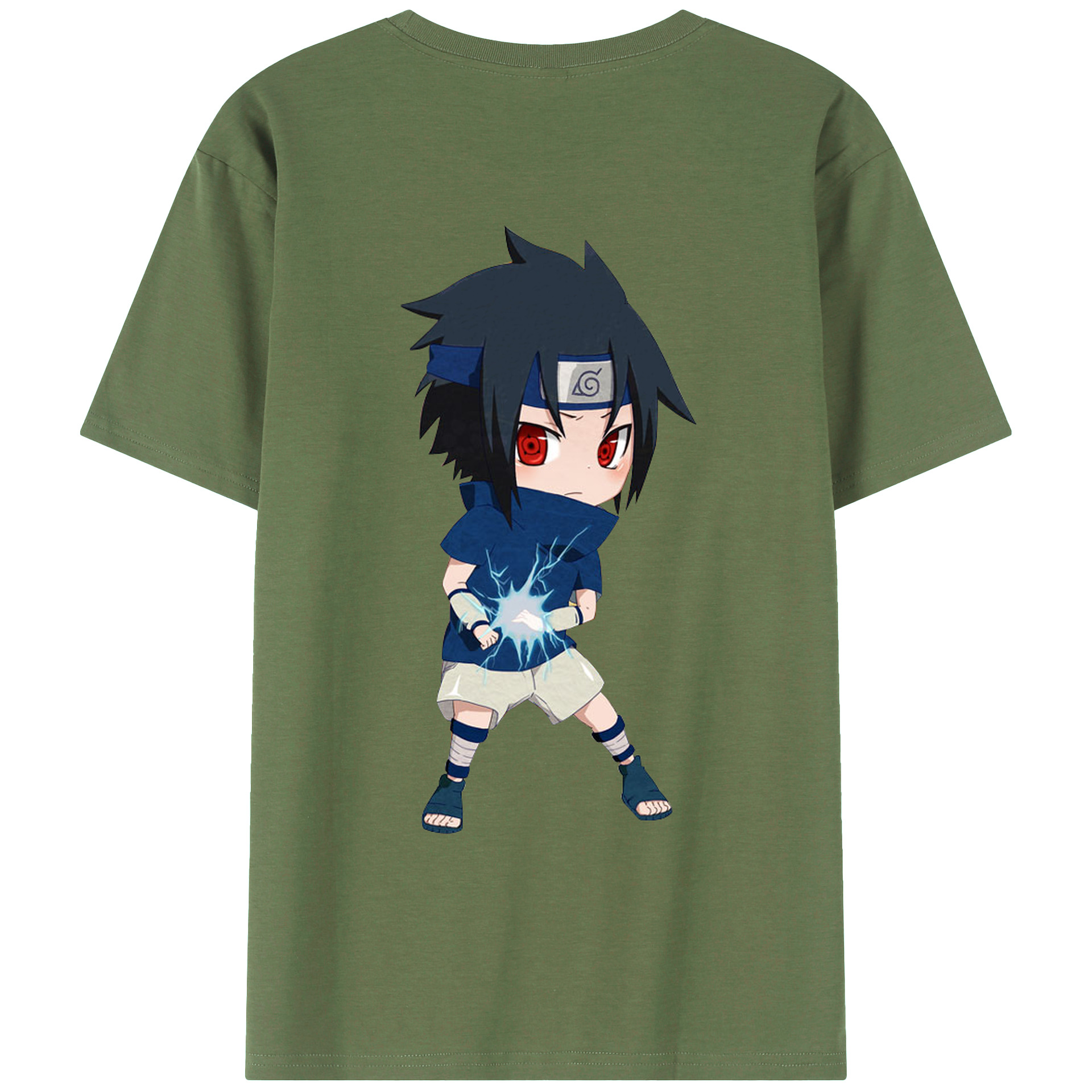 （画像用） NARUTO -ナルト- うちは サスケ Uchiha Sasuke 綿100％ メンズ半袖Tシャツ（バックプリント） 通気性